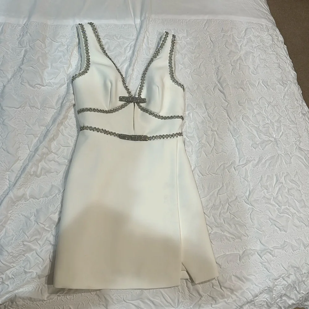 Self Portrait White with Rhinestones dress. - Picture 1 of 6